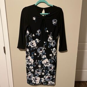 White House Black Market Black and Blue Floral Reversible Dress